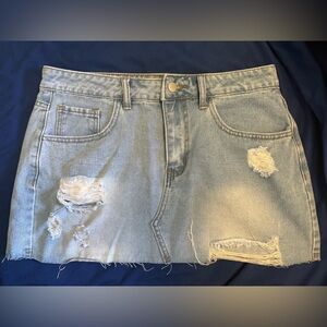 Distressed Denim Mini Skirt Tall size